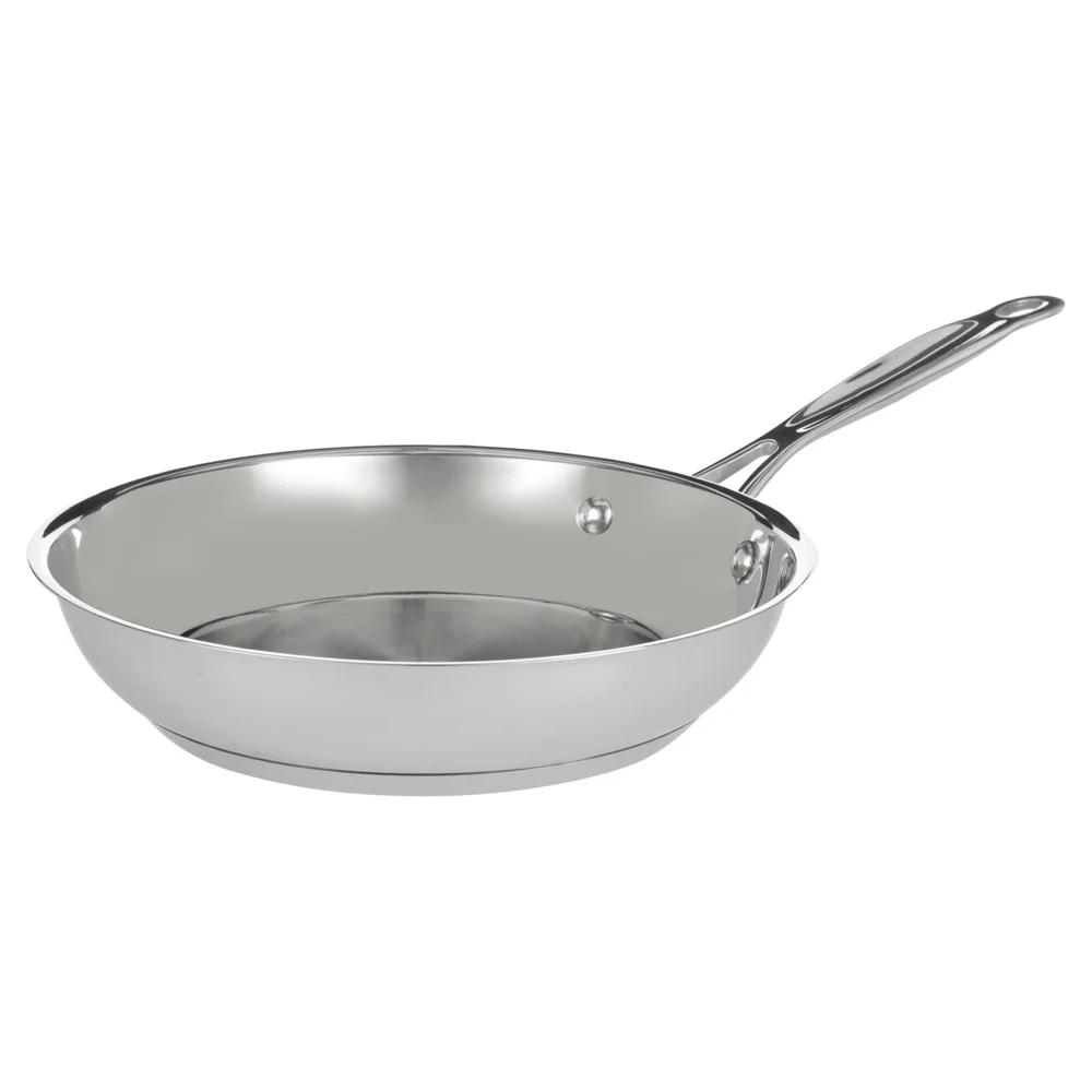 8 Inch Stainless Steel Skillet Induction Ready Dishwasher Safe Quick Heating Aluminum Base Chef's Classic Kitchen Essential