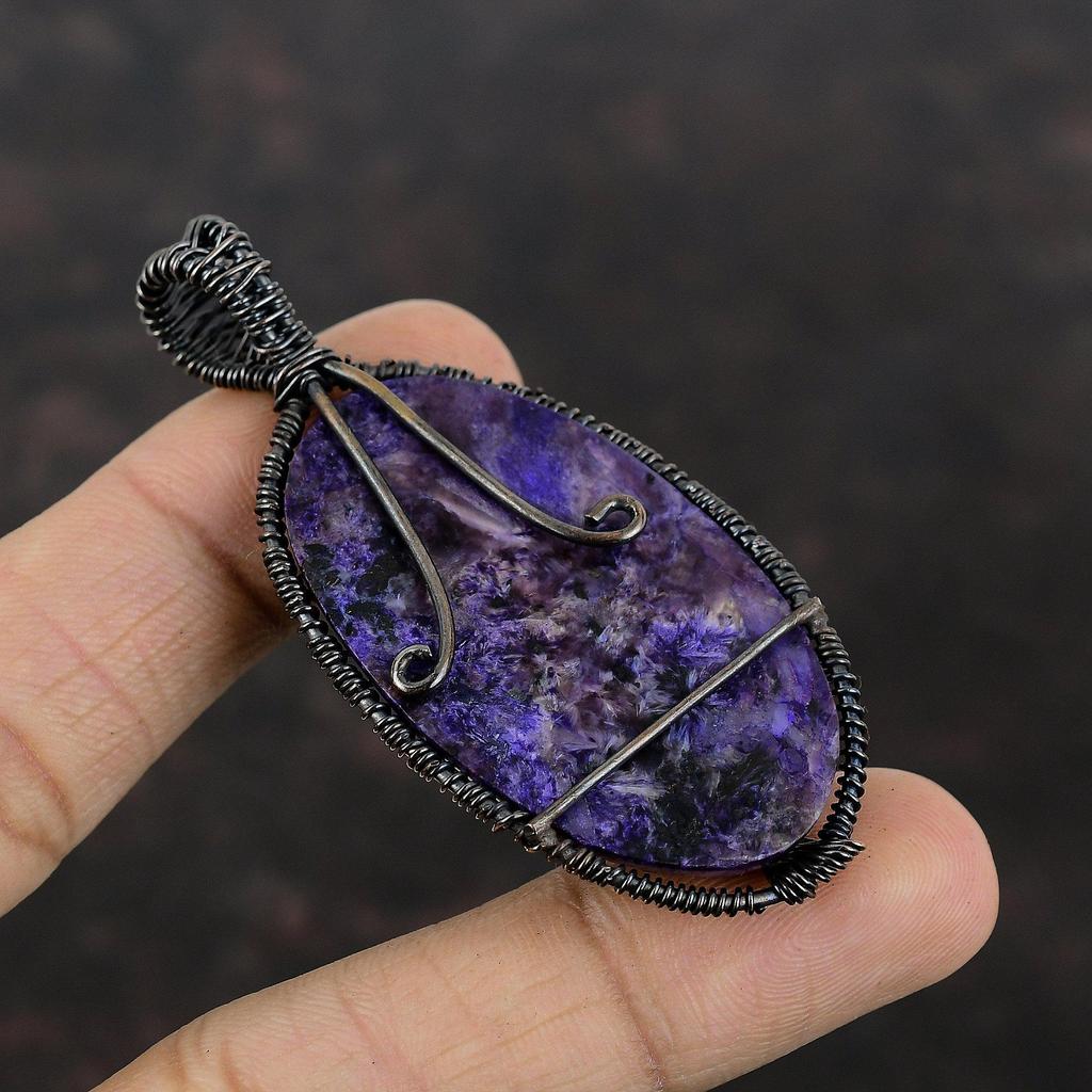 Tree Of Life Charoite Pendant Copper Wire Wrapped Pendant Handmade Elegant Pendant Wire Wrap Gemstone Jewelry Gift For Friend Copper Jewelry