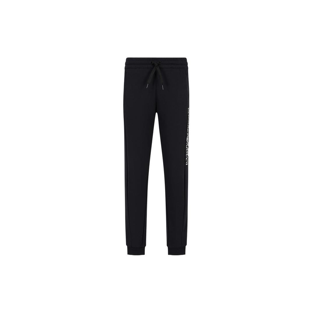 Emporio Armani EA7 Series Letter Logo Printed Cuffed Knit Joggers Men bottoms Black 6RPP90-PJSHZ-1200 XL