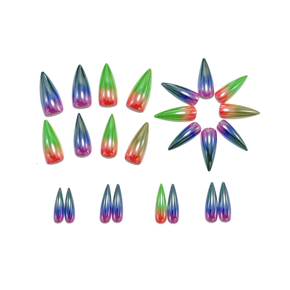 Iridescent Electroplated Nail Art: Detachable Stickers & Wearable False Nails