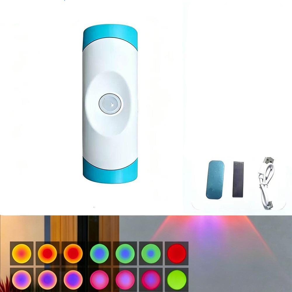Rechargeable Human Body Sensor Wall Lamp Tri color/RGB Intelligent Motion Sensor Night Light Magnetic Dual Head