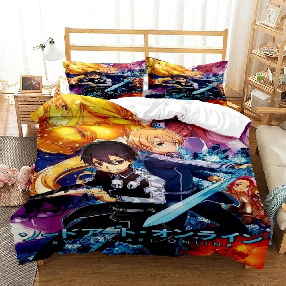SAO Anime Art Print 3D NEW Duvet Cover Pillowcase Bedding Set Adult Boy Girl Bedroom Decoration Children Single Double Large