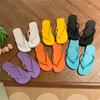 Fashion Women's Shoes Summer PVC Women's Flat Flip Flops  Outdoor Fashion Women's Sandals Simple Leisure Beach Slippers