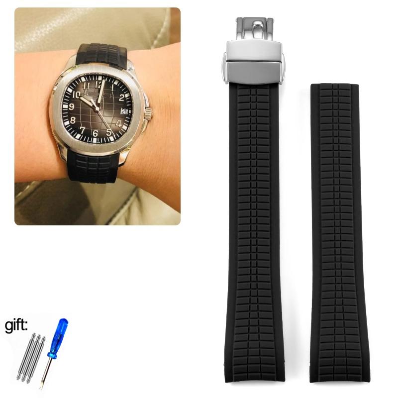 Cinturino per Orologio in Gomma Morbida da 21mm Aquanaut Adatto per Patek Philippe Silicone 5164A 5167A 5168A Cinturino Pieghevole