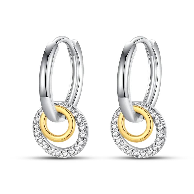 925 Silver Love Feather Moon Star Heart Earrings Fit Original Charms Hoop for Women Girls Stud Earring Jewelry Gifts