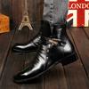 2025New Men's Boots Fashion Motorcycle Boots Luxury High-top Leather Boots for Men Business Pointed Short Boot Big Size45 Botas