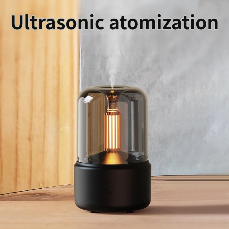 New Household Candlelight Aroma Diffuser Humidifier Compact USB Desktop Spray Essential Oil Atomizer for Home Car Office