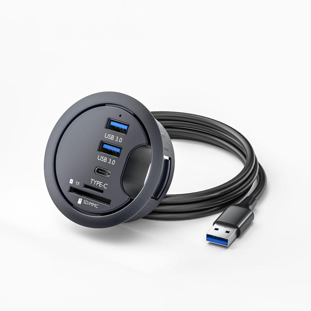 USB 3.0 Desk Hub with SD/TF Card Reader for Office Desktop