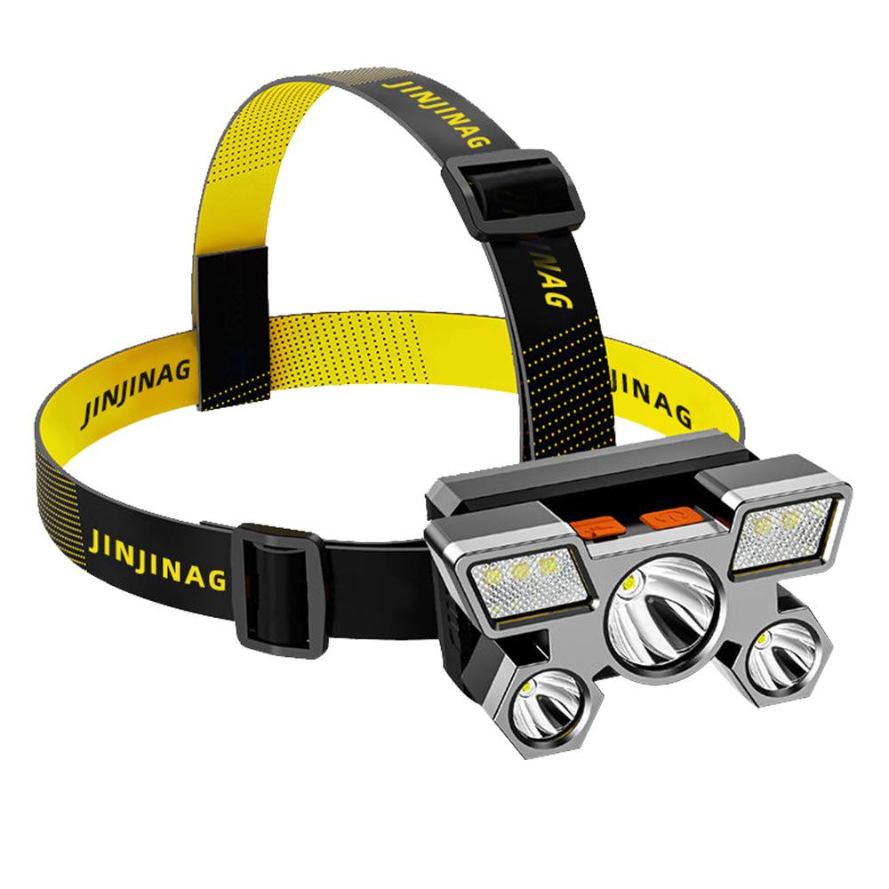 

5LED 1200 мАч USB перезаряжаемый портативный фонарик налобный фонарь водостойкая фара для езды на велосипеде, рыбалки, кемпинга, налобный фонарь жёлтый