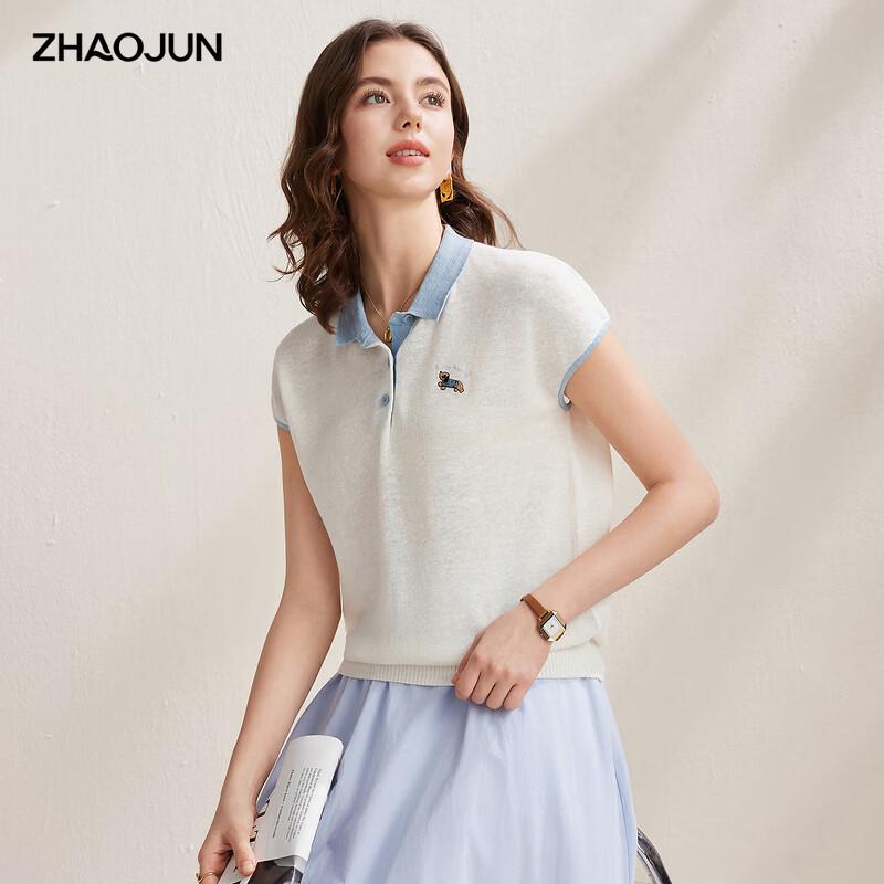 Zhaojun Women s Linen Blend Embroidered Short Sleeve T-Shirt XL