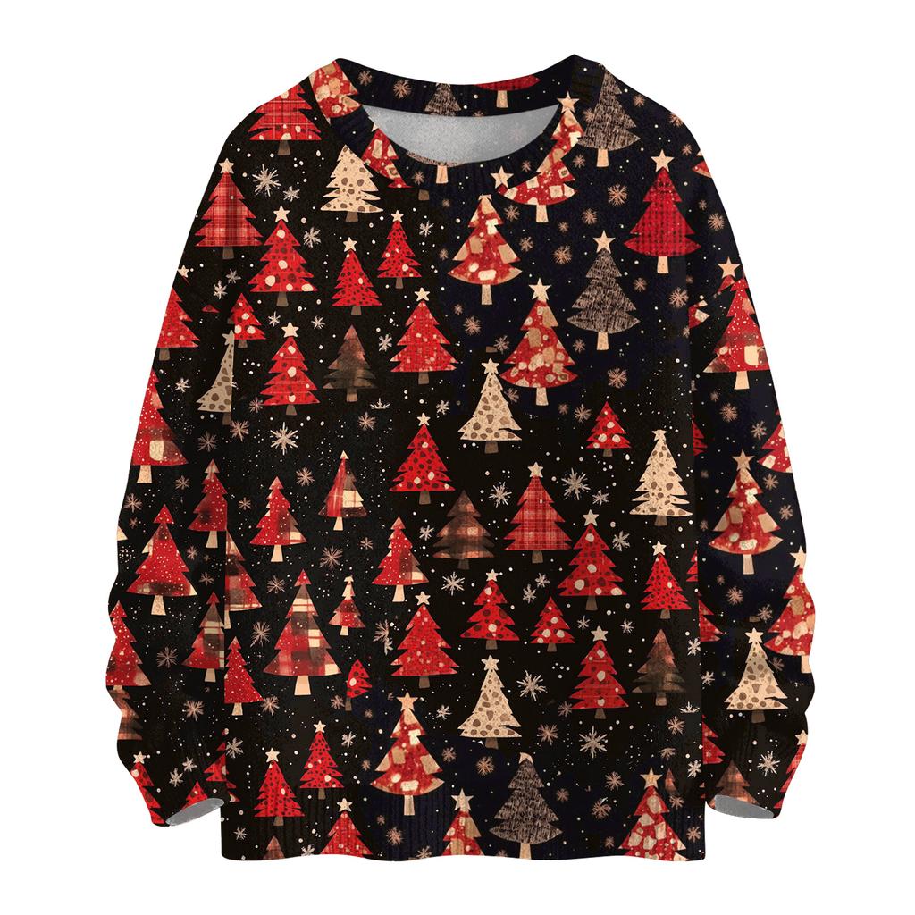 Women's Casual Long Sleeve Woolen Christmas Sweatshirt Fall  Vacation Long Sleeve Pullover