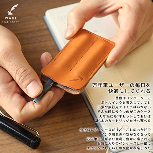Wake Stationery Original Tochigi Leather Made In Japan Genuine Leather Fountain Pen Cartridge Case Long Type Only Red
