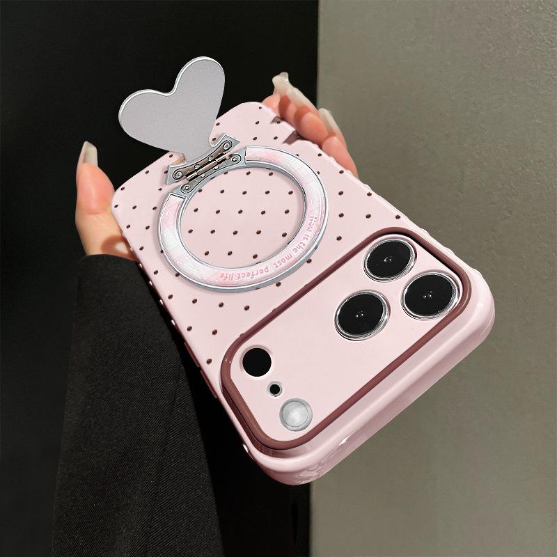 ins polka dot applies to Apple 17promax mobile phone case iphone15 Epoxy love bracket 16 new women's 14.