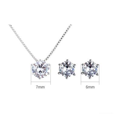 New 925 Sterling Silver Women Necklace Ear Studs Fashion Sparkling Zircon Clavicle Chain Pendant Necklaces Jewelry Suit Gift