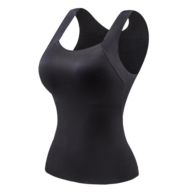 Seamless Moisturizing Warm Vest with Fixed Cup for Women - Autumn & Winter Skin Care Base