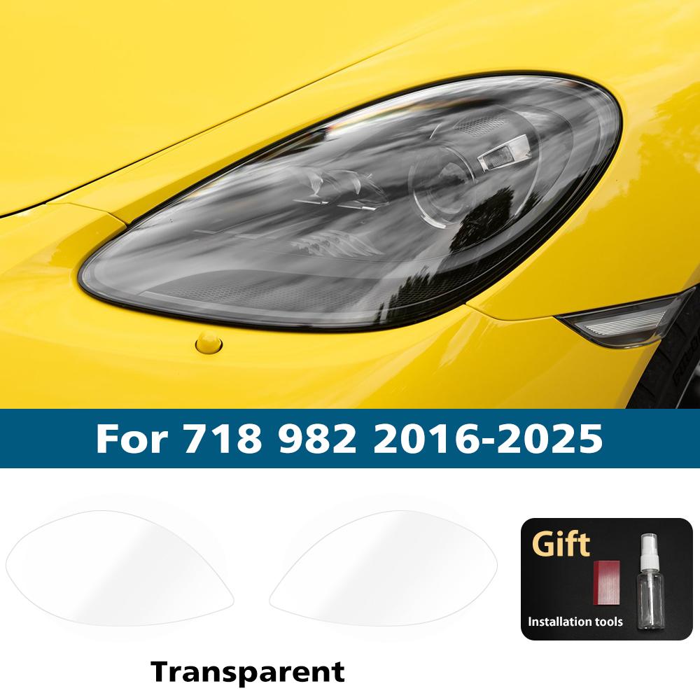 

For Porsche 911 718 991 992 18-25 982 18-25 Car Headlight TPU PPF Protective Film Smoke Black Pre Cut Vinyl Anti-Scratch Fit For 718 16-25 CLR