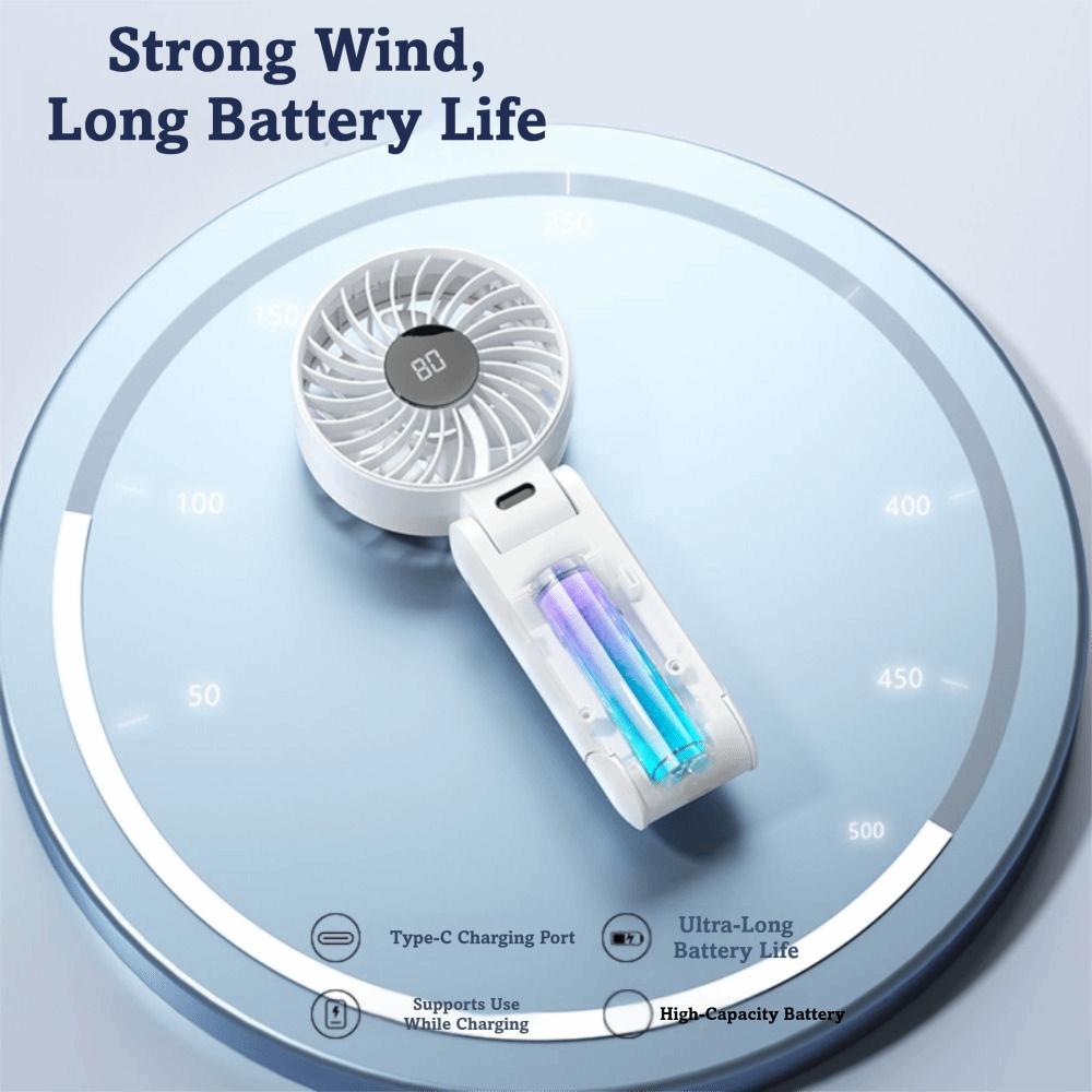 Ultra Silent Mini Portable Fan Digital Display Foldable Fan Handheld USB Fan  Hotel Use