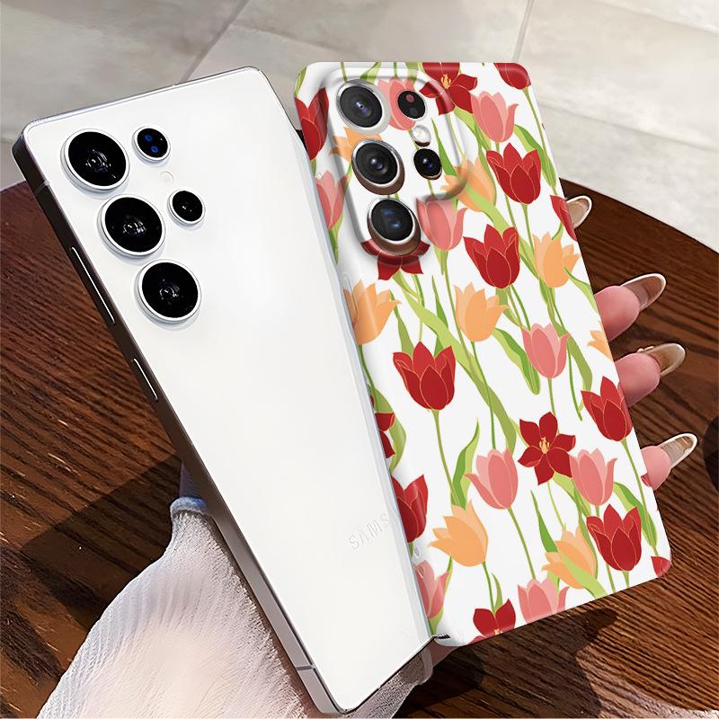 Color Tulip Flower Suitable for Samsung S24 Mobile Phone Case A55 Ultra-thin Film Mobile Phone Case S25u Hard Case