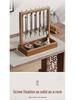 Solid Wood Hanging Calligraphy Brush Rack with Metal Hooks - Desktop Storage Holder for Scholar's Four Treasures.
