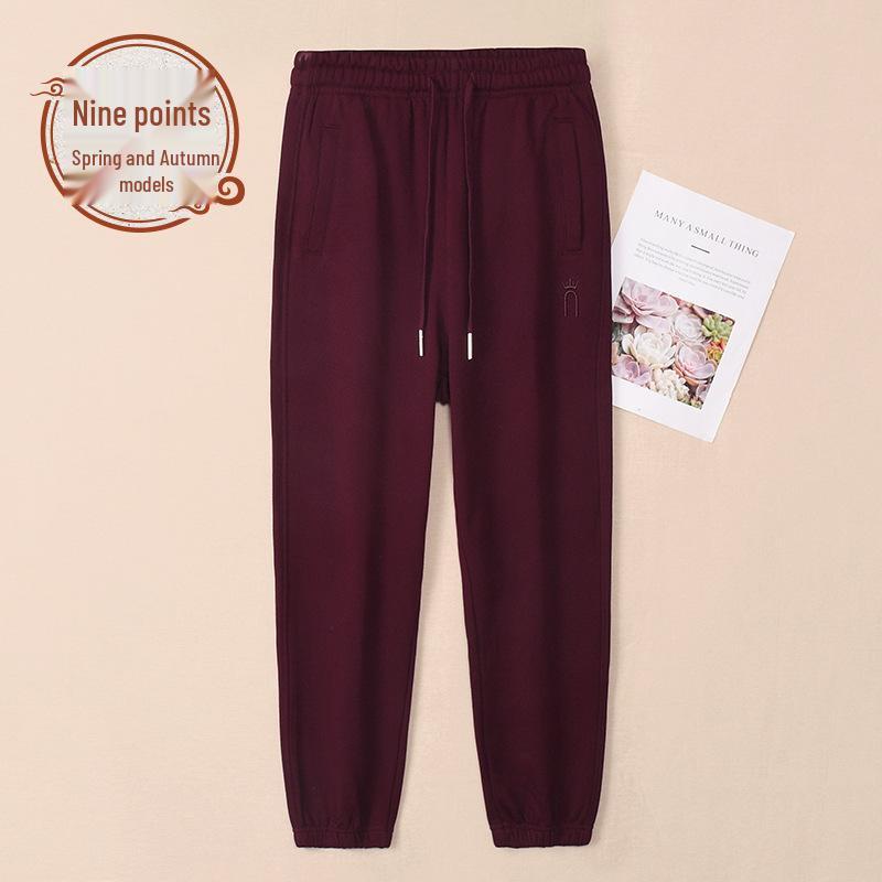 Women's Dark Gray Casual Sweatpants - Plus Size, Pure Cotton, Spring & Autumn 2025 Collection