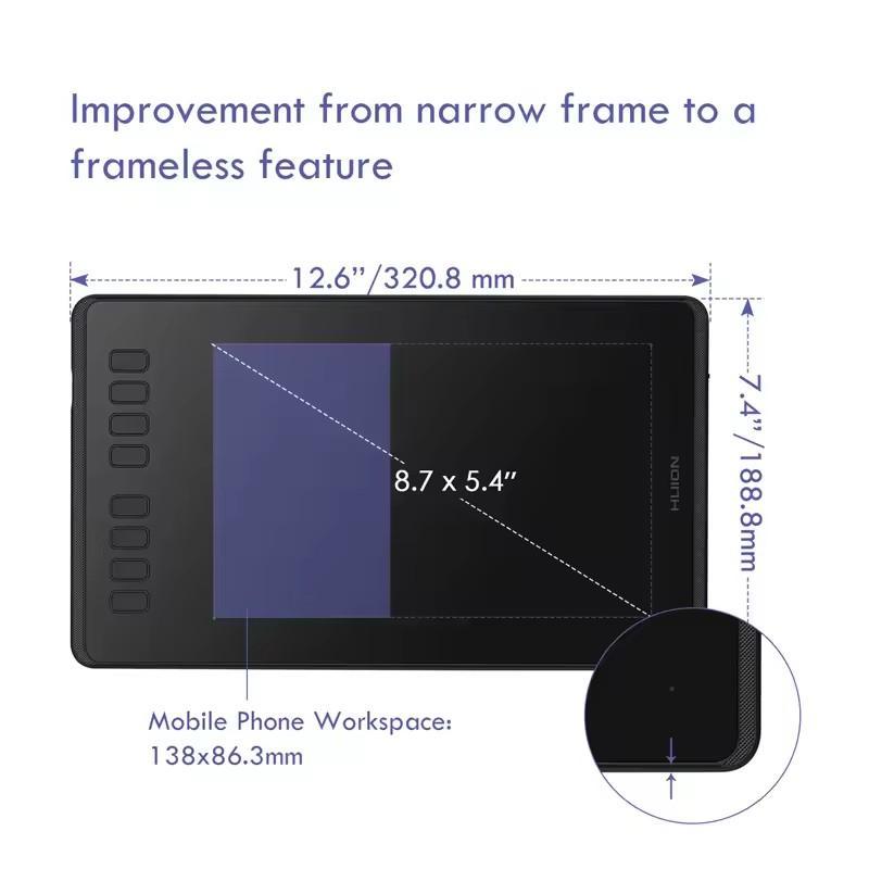 H950P Digital Tablet Drawing Pen Tablet Graphics Tablet with OTG Battery-Free Stylus for Android/PC