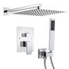 Shower Faucet Set 12" Square Rain Shower Head and Hand Set Silver Chrome