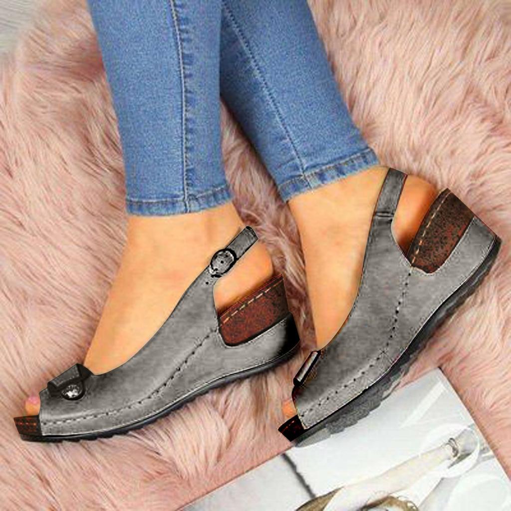 Roman Casual Sandalen Frauen Wedges Pumps Schnalle Open Toe Fisch Mund Schuhe