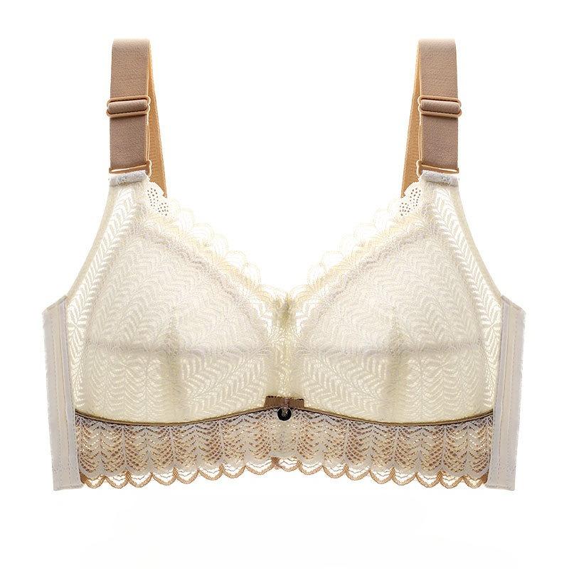 Full Cup Thin Style Without Steel Ring Plus Size Underwear Large Chest Small Sexy Lace Adjustment Shape Side Breast Bra