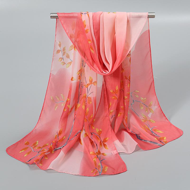 New Chiffon Printed Sun Protection Beach Scarf Scarf Thin Women's Versatile Chiffon Fresh Neck Scarf
