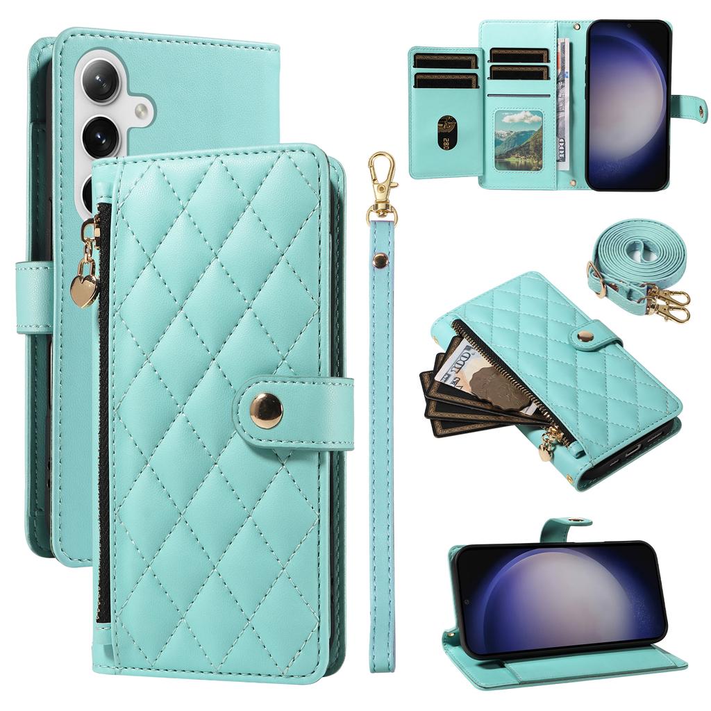 For Samsung Galaxy S24+/Galaxy S25+ Wallet Case with Straps,Rhombus Leather Stand Phone Cover