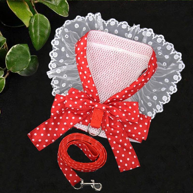 Bow Dog Chest and Back Straps, Leashes, Dog and Cat Pet Clothes, Cat Supplies, Small and Medium-sized Dogs