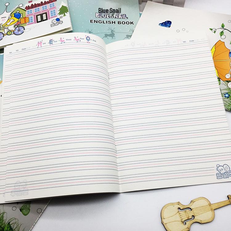 Синий Улитка Блокнот A5: Мультяшный дизайн, Широкая разлиновка, Идеально подходит для занятий по английскому языку и математике для учеников начальных классов