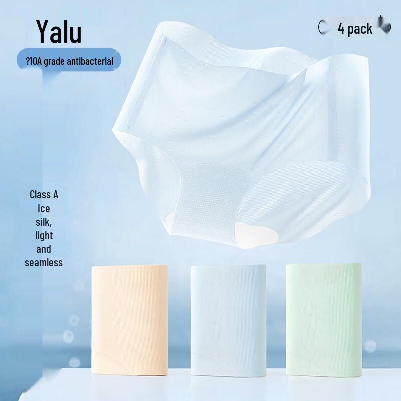 Yalu Women's Ice Silk Seamless Briefs 4-Pack