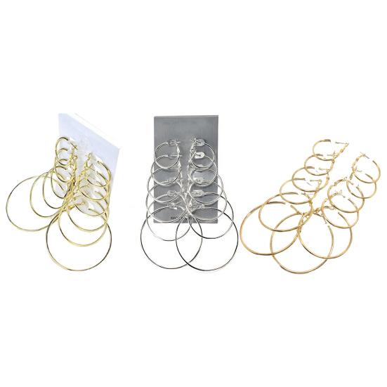 6Pairs/Set Fashion Circle Hoop Dangle Earrings Pendant for Female Daily Outfits