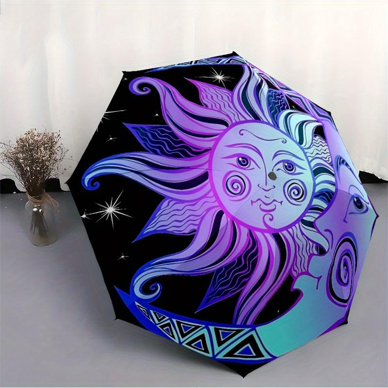 1pc Sun Moon Decor Automatic Opening/closing Umbrella with Auto Open/Close, Windproof, Foldable Sunshade, Perfect Gift for Friends, Durable