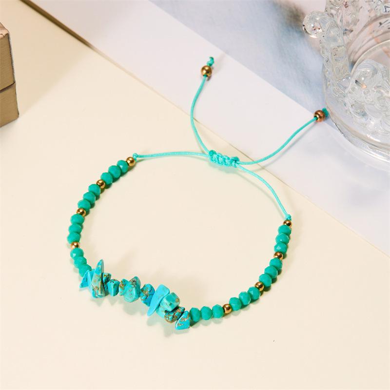 Pulseira Ajustável de Contas de Pedra Natural - Design Tecido à Mão