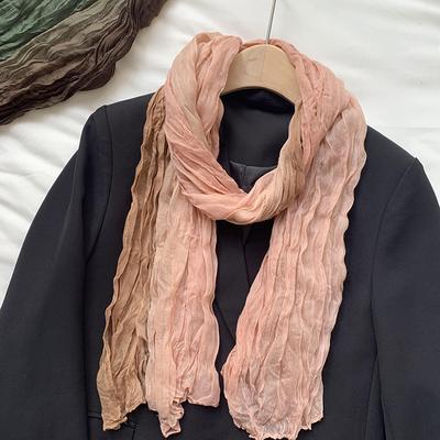 Women's Winter High-end Sense of Scarf New Warm and Cold-proof Scarf  Versatile Solid Color Wrinkle Scarf Shawl