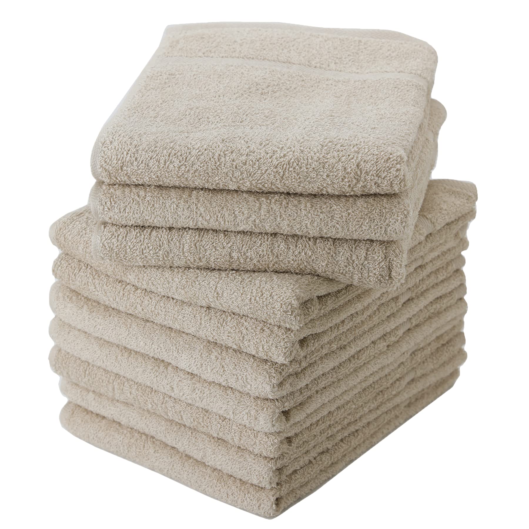 

Senshu Towel Face Slightly Thin Made in Water Commercial Set of 10 Same Beige Towel, (240 Momme), Japan, 100% Cotton, Absorbent, Use, Color,