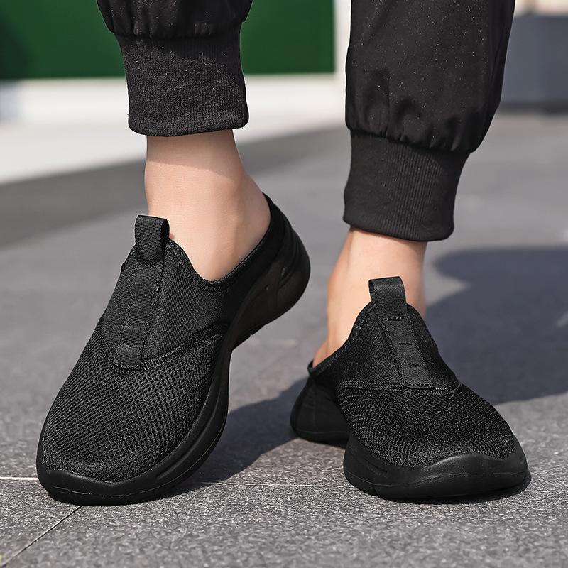 New large size new mesh half drag casual shoes men's breathable half tray sandals one pedal bag head drag