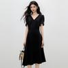 Elegant V-neck Pleated Midi Dress