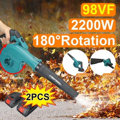 2 IN 1 Cordless 180°Rotation Electric Air Blower & Suction Handheld Leaf Computer Dust Collector Cleaner Power Tool