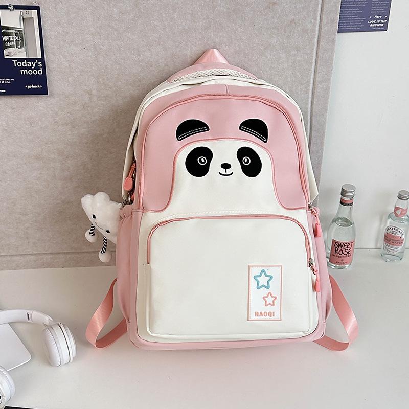 Cute Panda Soft Girl Student Backpack for Girls Junior High School High School Large Capacity High-value Student Schoolbag Travel Commuter Bag