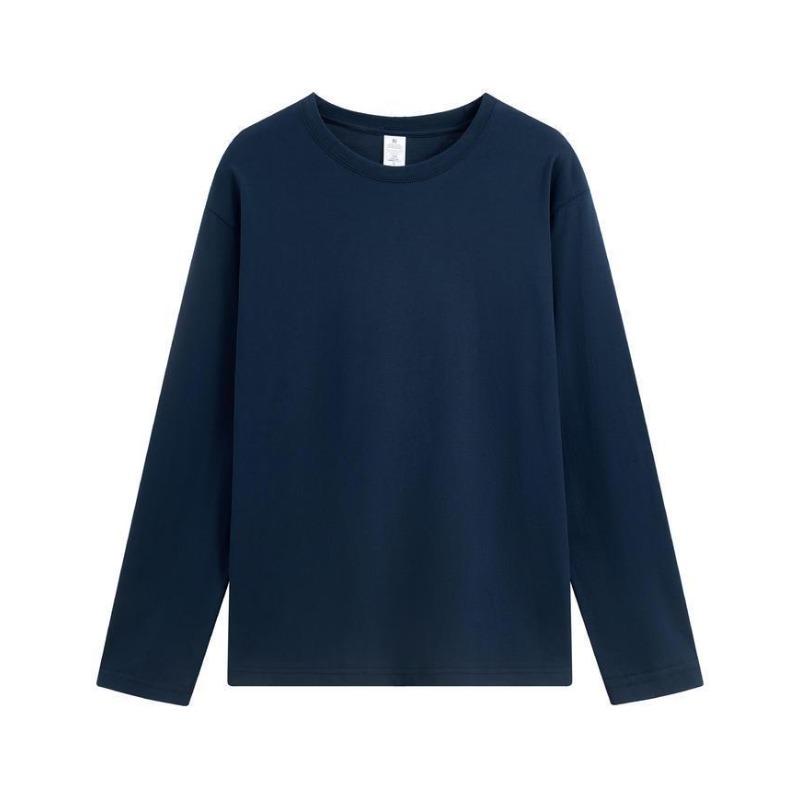 Live Broadcast 230g Heavyweight Pure Cotton Solid Color Long Sleeve T-Shirt with Printed Logo