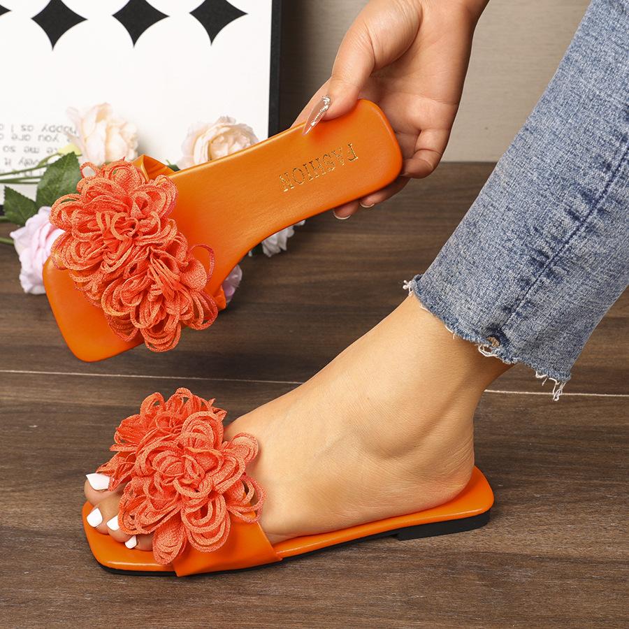 Модные женские повседневные сандалии на плоской подошве универсальная одежда для отдыха на открытом воздухе тапочки на плоской подошве для ношения на улице 43 оранжевый 1090₽