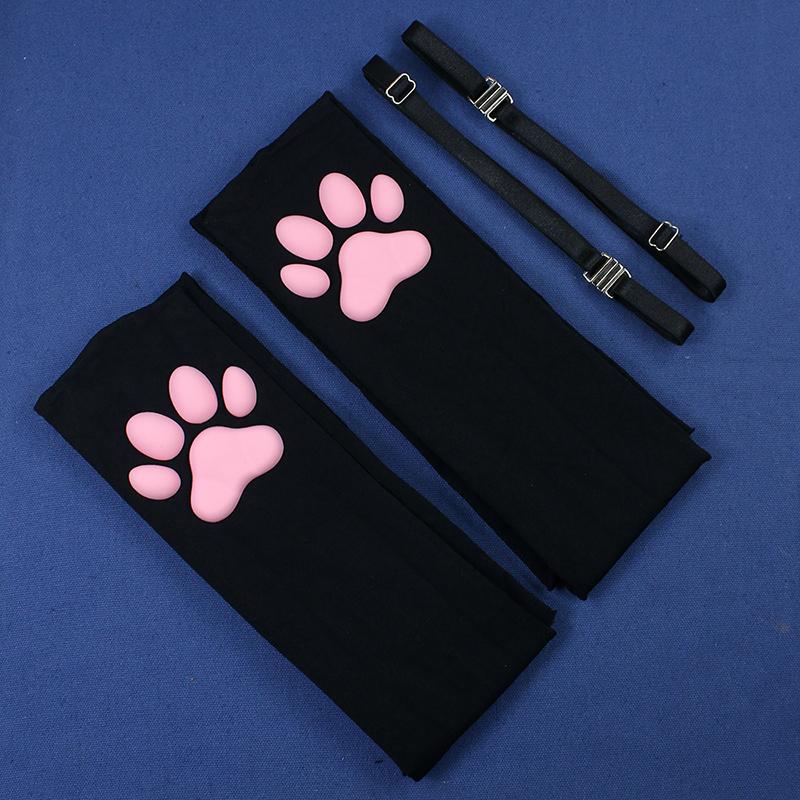 

3D cat claw socks cute girl black silk stockings over the knee socks silicone meat mat cat claw socks super elastic 70-240 pound One Size