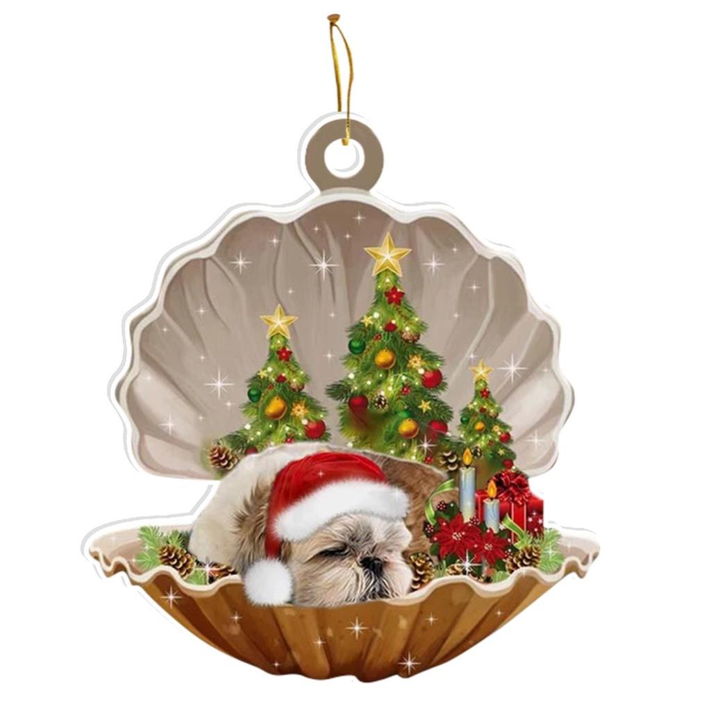 Cute Cartoon Acrylic Car Hanging Decoration For Christmas Tree Shell Sleeping Dog