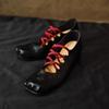 Spot Second Hair! Retro Niche Cross-strap Single Shoes Pleated Leather Square Head Pig Nose Shallow Mouth Ballet Shoes