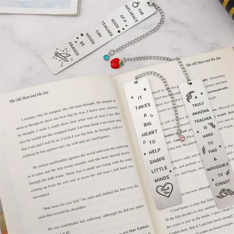 Edelstahl Metallblatt Anhänger Lesezeichen Student Lehrer Geschenk Lesen Zuhause Lesezeichen Lernen Zubehör Lehrertagsgeschenk