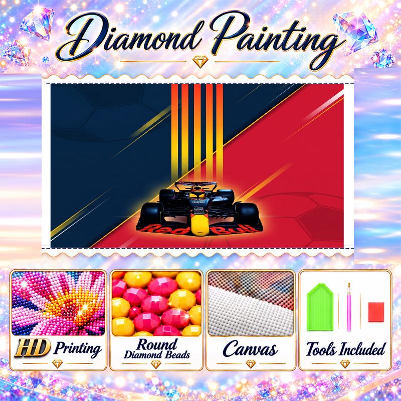 Red Bull Racing Diamond Painting Kit 5D Full Drill DIY Diamond Mosaic Wall Art Home Decor