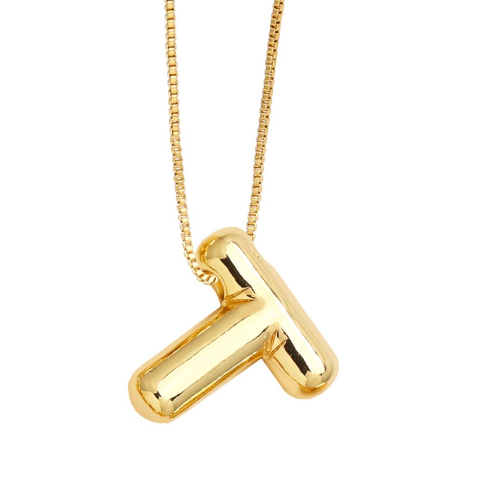 18K Gold-Plated Smooth Letter Pendant Necklace - Unique & Versatile Design